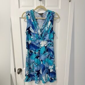 Tommy Bahama Teal and White Tropical Midi Dress